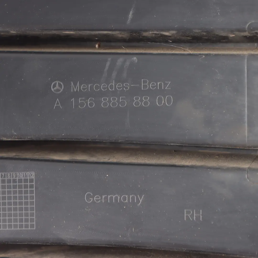 Front Right O/S Bumper Grill Lower Trim Cover Panel to Mercedes X156 with Part number A1568858800 Mercedes X156 Front Right O/S Bumper Grill Lower Trim Cover Panel - SKU A1568858800 - Part number A1568858800