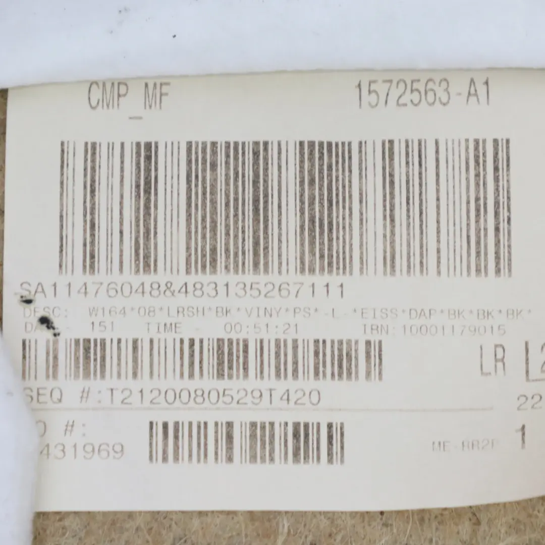Panneau de Carte Porte Arrière Gauche Trim Noir A1647301370 pour Mercedes ML W164 à propos du numéro de pièce A1647309570 Mercedes ML W164 Panneau de Carte Porte Arrière Gauche Trim Noir A1647301370 - SKU A1647309570-1 - Numéro de pièce A1647309570