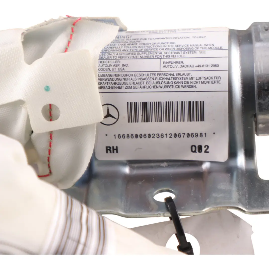 Kopf Dachvorhang Rechts Seite Luftmodul für Mercedes W166 mit Teilenummer A1668600602 Mercedes W166 Kopf Dachvorhang Rechts Seite Luftmodul - SKU A1668600602 - Teilenummer A1668600602