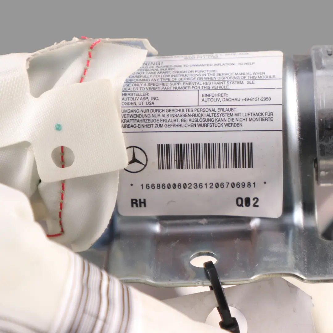 Mercedes W166 Tête de toit Rideau droit Side Air Module - SKU A1668600602 - Numéro de pièce A1668600602