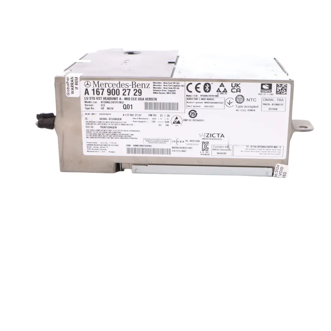 W167 W177 Radio Stereo Nav Navigation Head Unit High to Mercedes with Part number A1679002729 Mercedes W167 W177 Radio Stereo Nav Navigation Head Unit High - SKU A1679002729 - Part number A1679002729