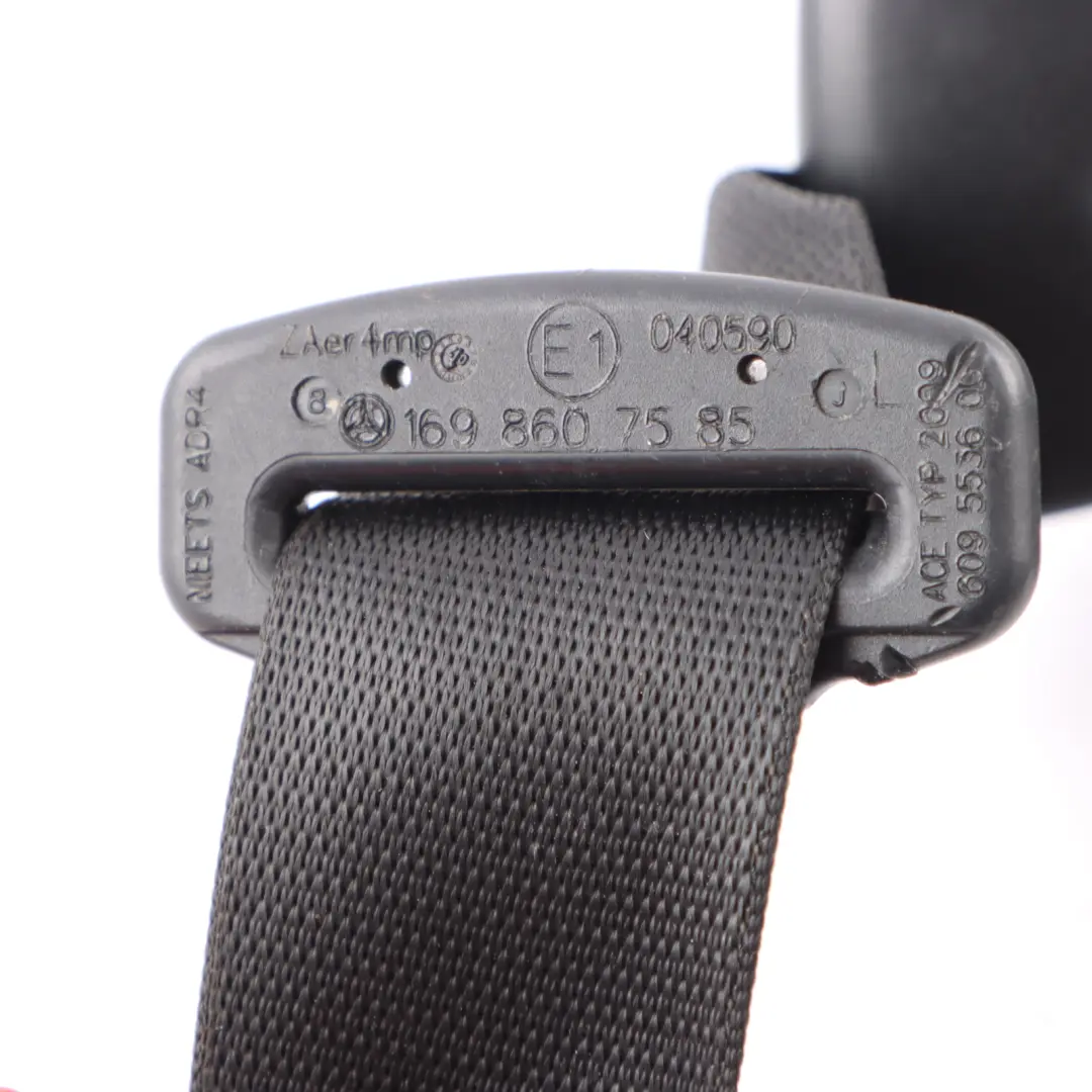 Seatbelt Front Left N/S Seat Safety Upper Belt Black to Mercedes W169 with Part number A1698607585 Mercedes W169 Seatbelt Front Left N/S Seat Safety Upper Belt Black - SKU A1698607585 - Part number A1698607585