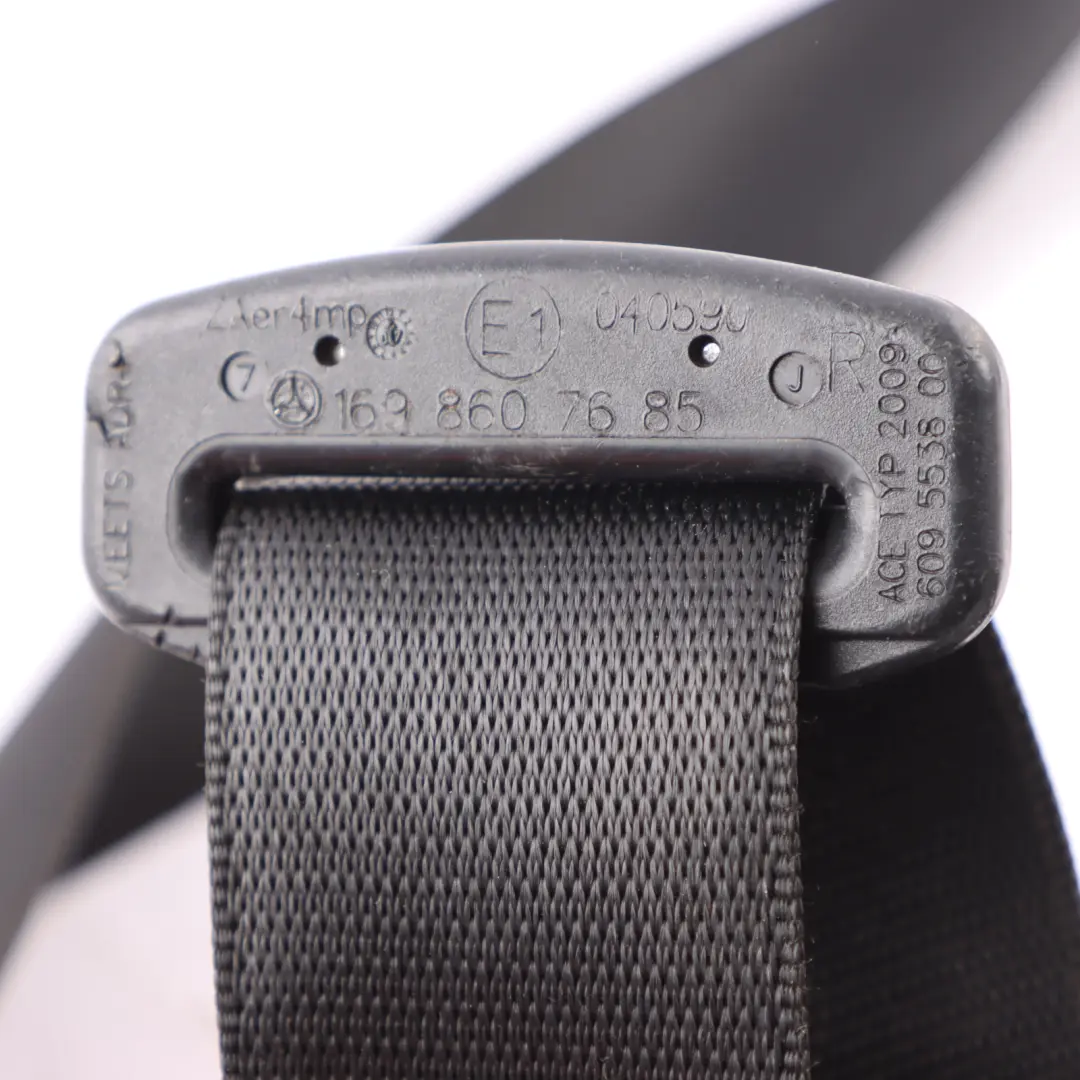 Seatbelt Front Right O/S Seat Safety Upper Belt Black to Mercedes W169 with Part number A1698607685 Mercedes W169 Seatbelt Front Right O/S Seat Safety Upper Belt Black - SKU A1698607685 - Part number A1698607685