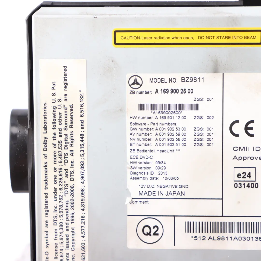 Mercedes W169 W245 W639 W906 Head Unit Radio Media Player Navigation - SKU A1699002500 - Part number A1699002500