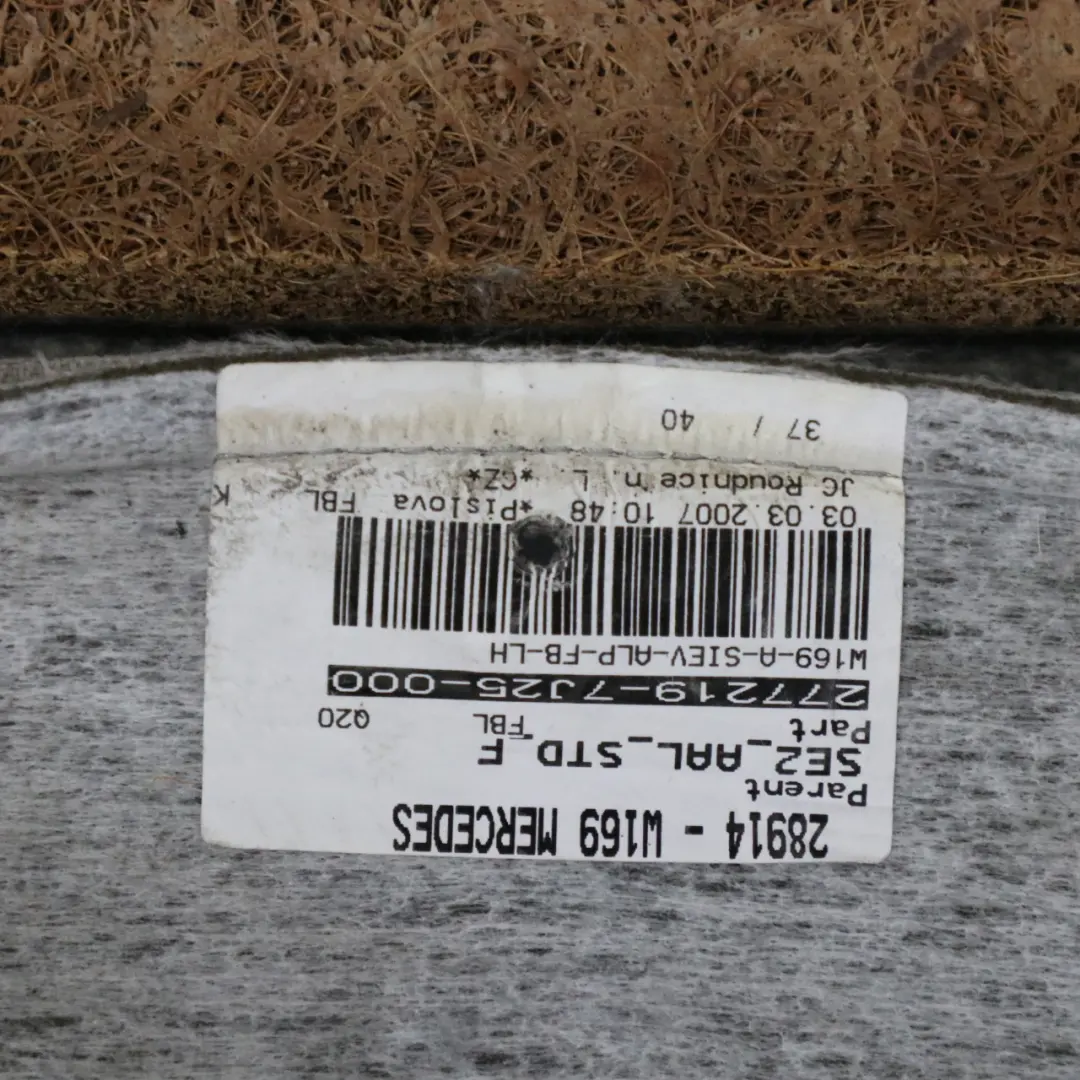 Mercedes W169 W245 Sedile Anteriore Sinistro Schienale Coprire Pelle Grigio - SKU A1699102547-3 - Numero di parte A1699102547