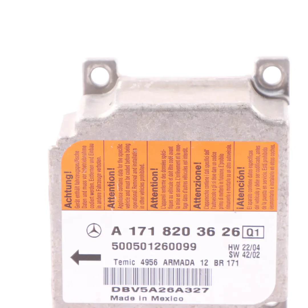 Module Control Unit ECU SRS Module Trigger Device to Mercedes R171 Air with Part number A1718203626 Mercedes R171 Air Module Control Unit ECU SRS Module Trigger Device - SKU A1718203626 - Part number A1718203626