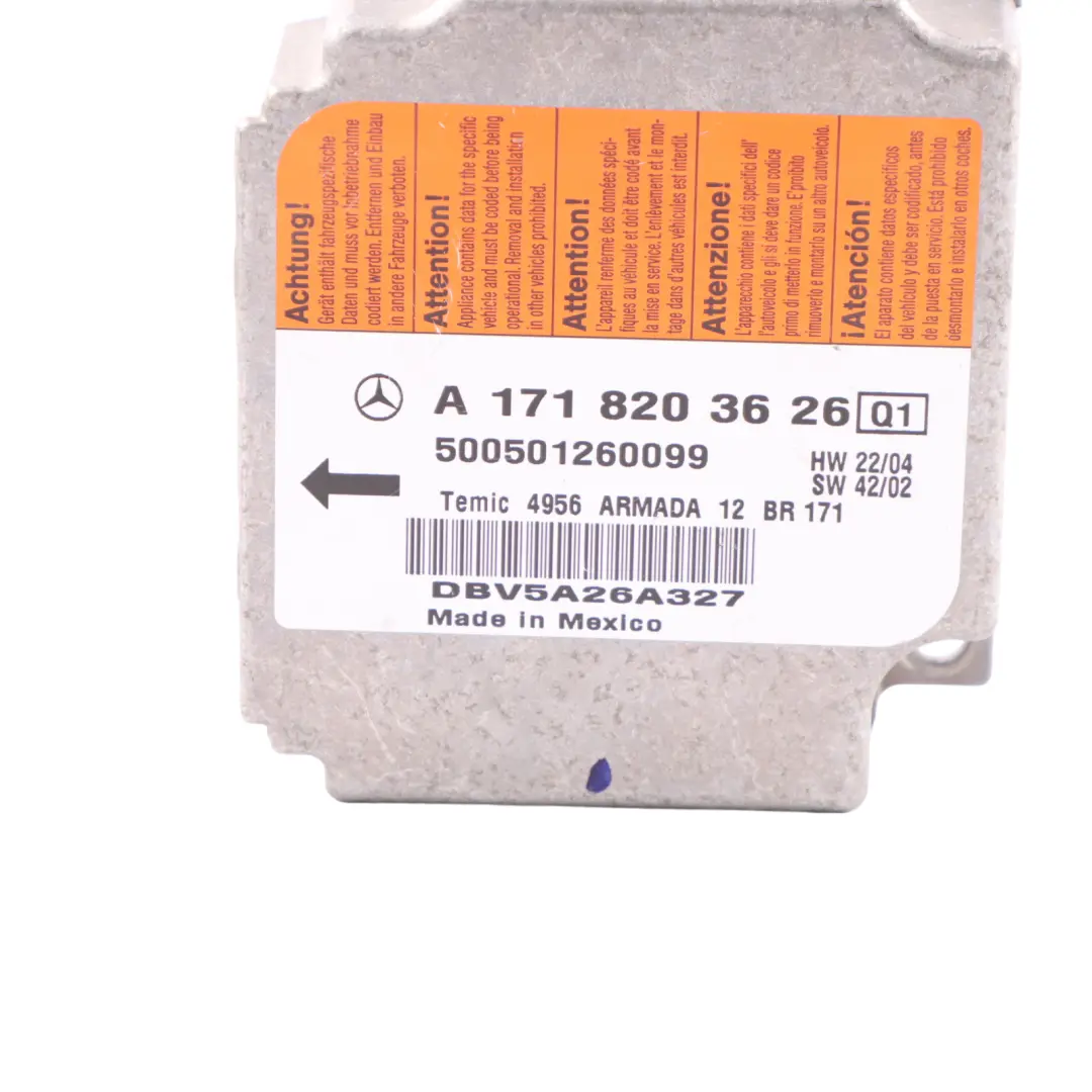 Module Control Unit ECU SRS Module Trigger Device to Mercedes R171 Air with Part number A1718203626 Mercedes R171 Air Module Control Unit ECU SRS Module Trigger Device - SKU A1718203626 - Part number A1718203626