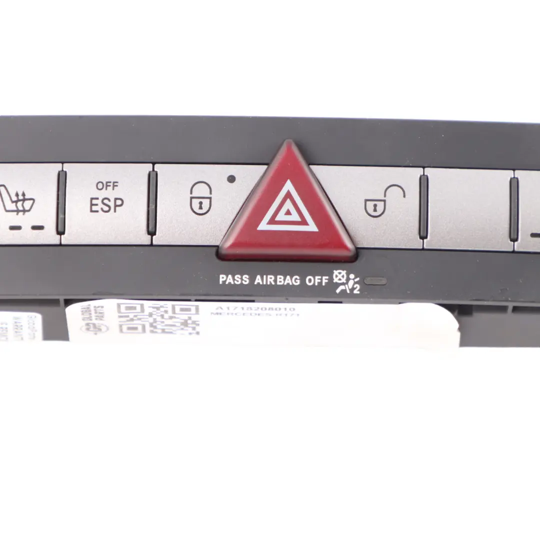 Interrupteur siège Chauffage Danger ESP contrôle avant pour Mercedes R171 à propos du numéro de pièce A1718208010 Mercedes R171 Interrupteur siège Chauffage Danger ESP contrôle avant - SKU A1718208010 - Numéro de pièce A1718208010
