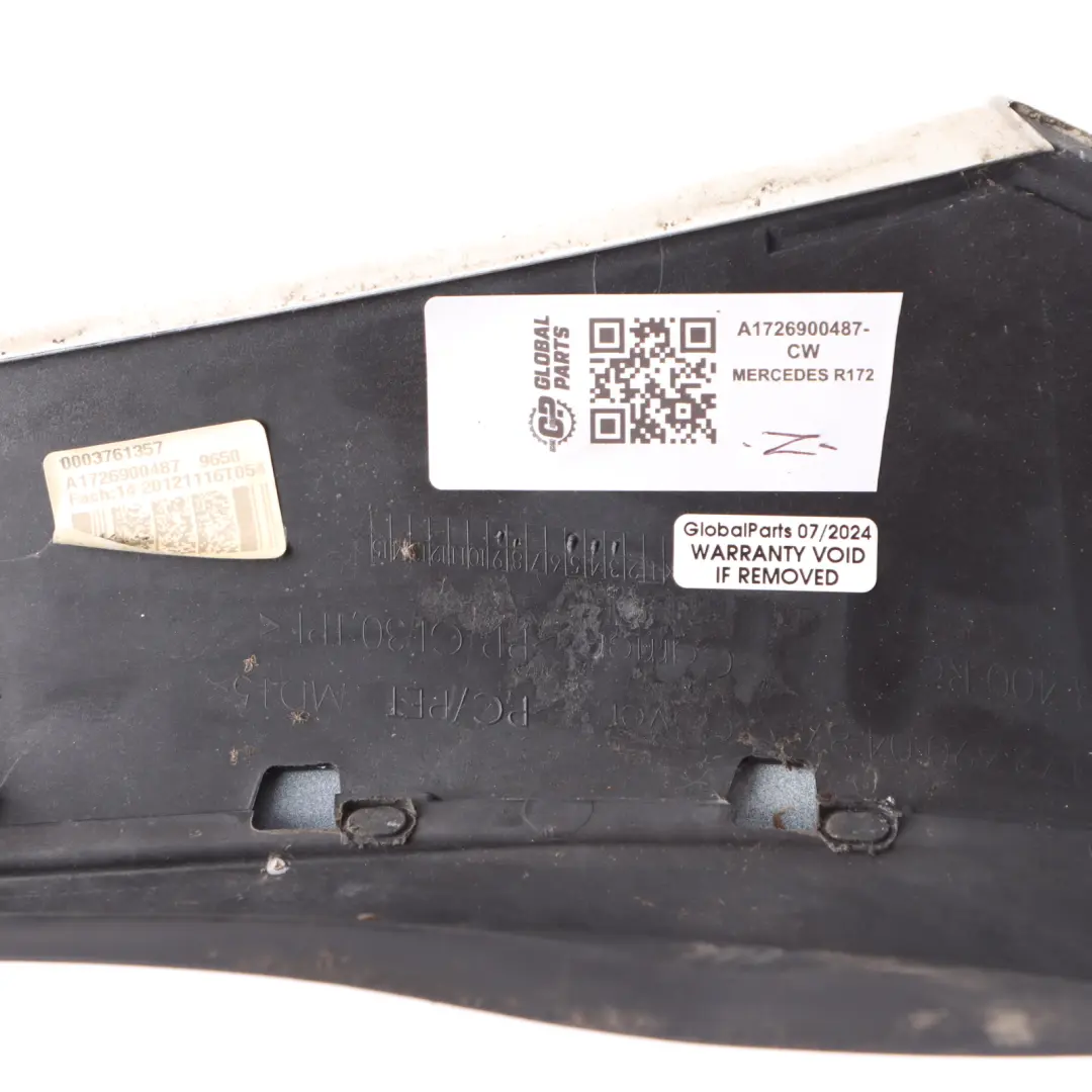 Outside Pillar A Trim Right O/S Moulding Calcite White 650 to Mercedes SLK R172 with Part number A1726900487 Mercedes SLK R172 Outside Pillar A Trim Right O/S Moulding Calcite White 650 - SKU A1726900487-CW - Part number A1726900487