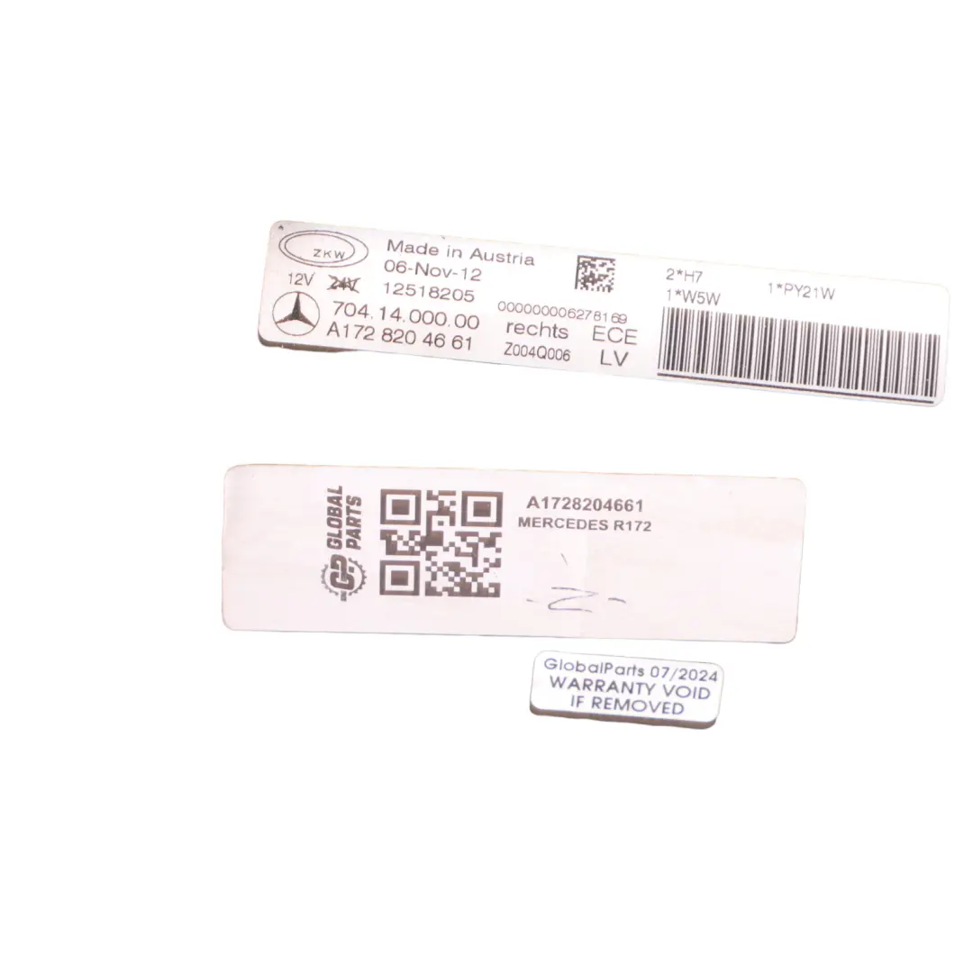 Headlamp Right O/S Front Light to Mercedes SLK R172 Roadster with Part number A1728204661 Mercedes SLK R172 Roadster Headlamp Right O/S Front Light - SKU rhd-A1728204661 - Part number A1728204661