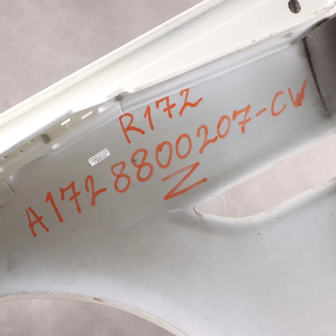 Wing Fender Panel Front Right O/S Side Trim Calcite White - 650 to Mercedes R172 with Part number A1728800207 Mercedes R172 Wing Fender Panel Front Right O/S Side Trim Calcite White - 650 - SKU A1728800207-CW - Part number A1728800207