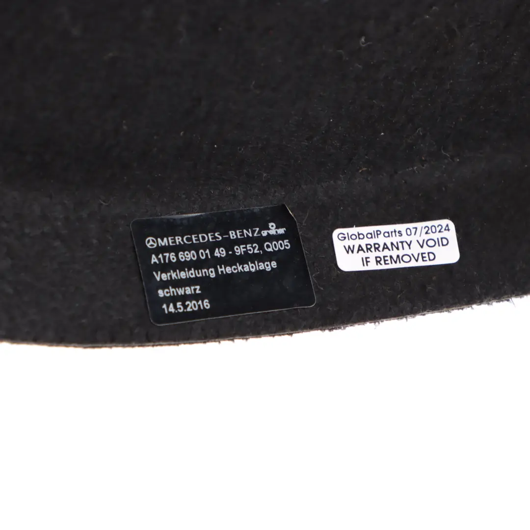 Parcel Shelf Compartment Cover Panel Trim Black A1766900049 to Mercedes W176 with Part number A1766900149 Mercedes W176 Parcel Shelf Compartment Cover Panel Trim Black A1766900049 - SKU A1766900149-3 - Part number A1766900149