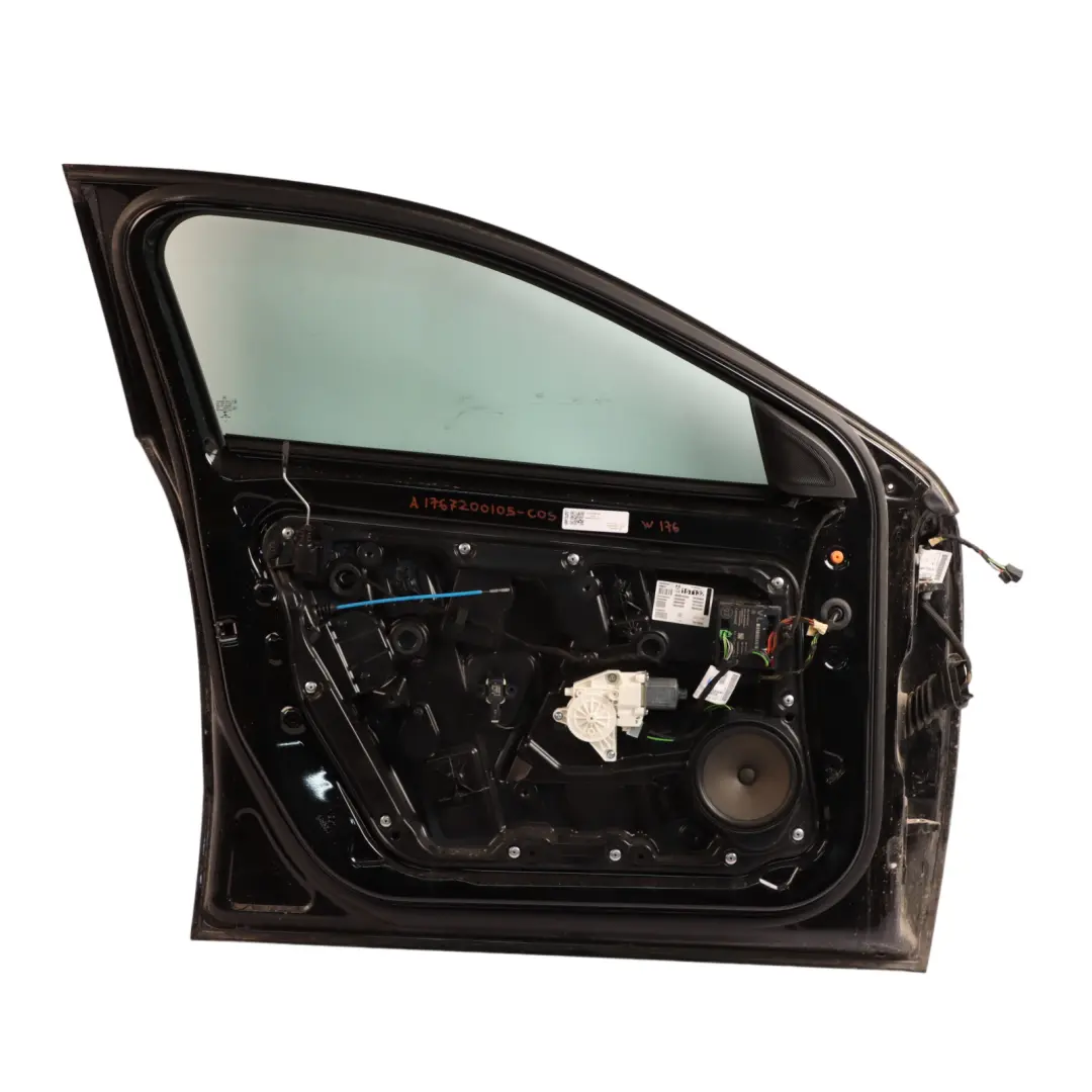 Door Front Left N/S A-Class Kosmos Cosmic Black Metallic - 191 to Mercedes W176 with Part number A1767200105 Mercedes W176 Door Front Left N/S A-Class Kosmos Cosmic Black Metallic - 191 - SKU A1767200105-COS - Part number A1767200105