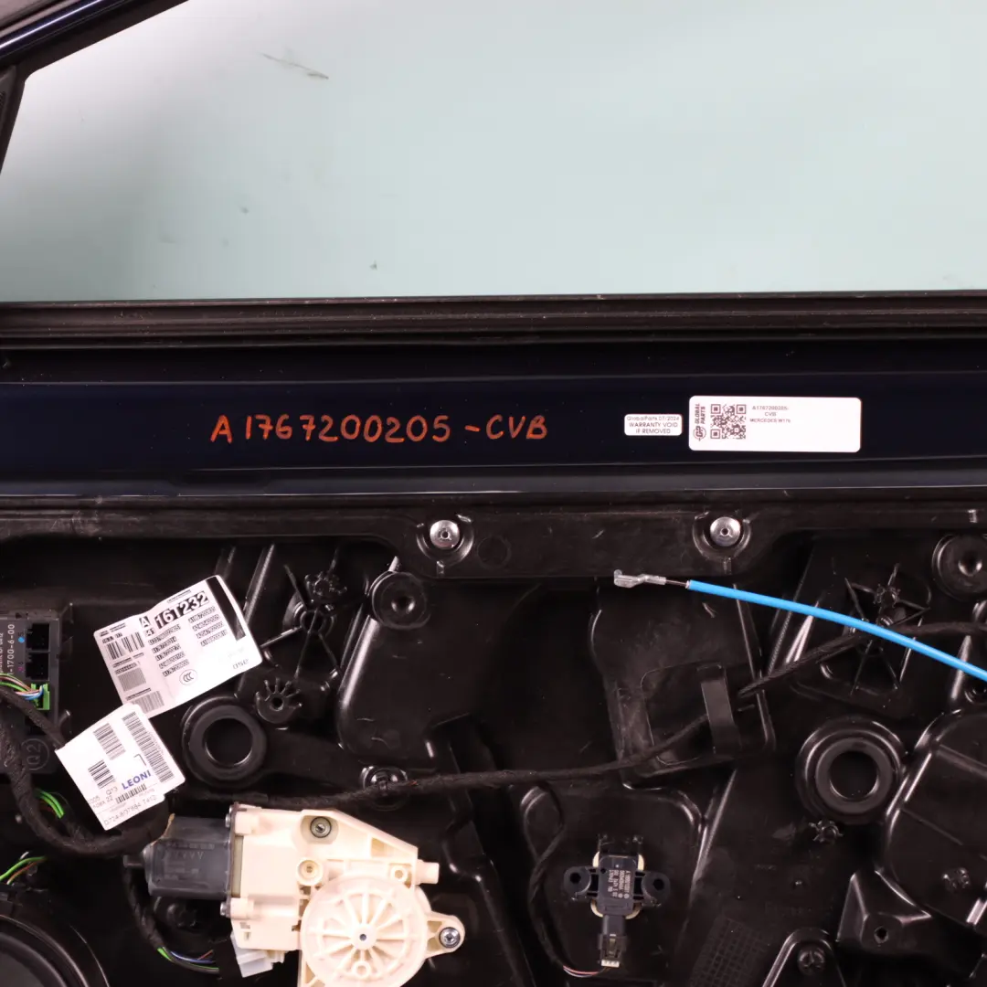 Door Front Right O/S A-Class Cavansite Blue Metallic - 890 to Mercedes W176 with Part number A1767200205 Mercedes W176 Door Front Right O/S A-Class Cavansite Blue Metallic - 890 - SKU A1767200205-CVB - Part number A1767200205