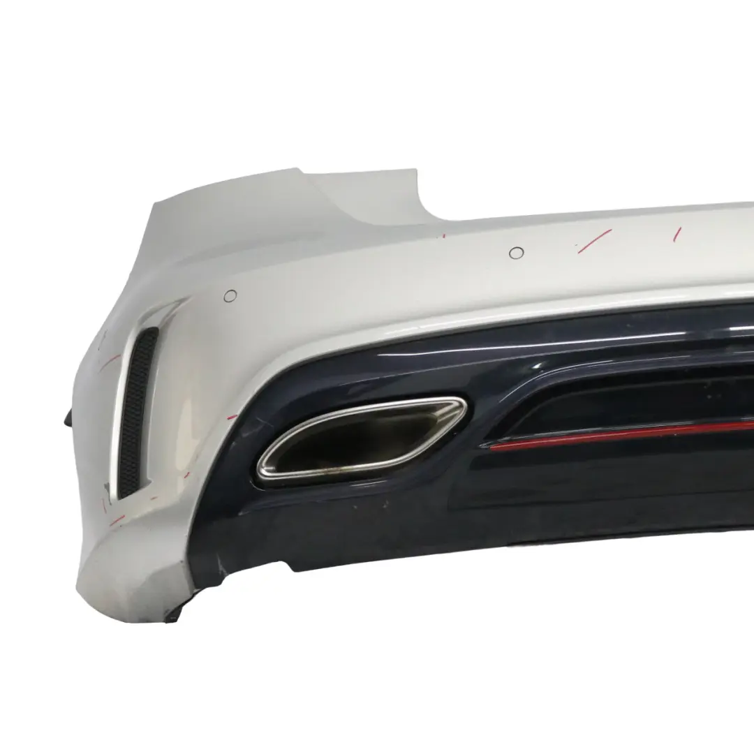 Bumper Rear Trim Panel Cover AMG Polar Silver Metallic - 761 to Mercedes W176 with Part number A1768800001 Mercedes W176 Bumper Rear Trim Panel Cover AMG Polar Silver Metallic - 761 - SKU A1768800001-PLS - Part number A1768800001