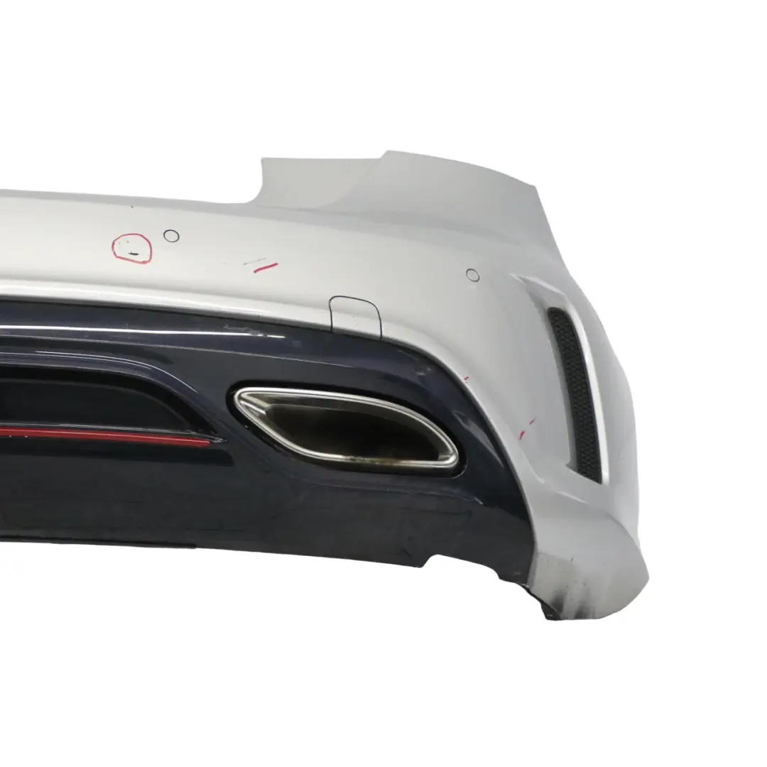 Bumper Rear Trim Panel Cover AMG Polar Silver Metallic - 761 to Mercedes W176 with Part number A1768800001 Mercedes W176 Bumper Rear Trim Panel Cover AMG Polar Silver Metallic - 761 - SKU A1768800001-PLS - Part number A1768800001