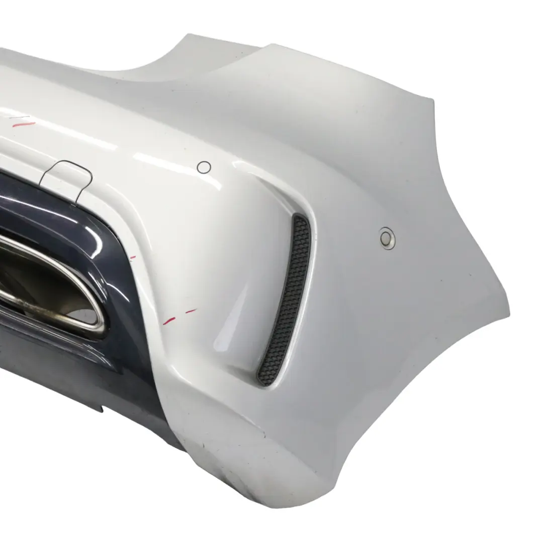 Bumper Rear Trim Panel Cover AMG Polar Silver Metallic - 761 to Mercedes W176 with Part number A1768800001 Mercedes W176 Bumper Rear Trim Panel Cover AMG Polar Silver Metallic - 761 - SKU A1768800001-PLS - Part number A1768800001