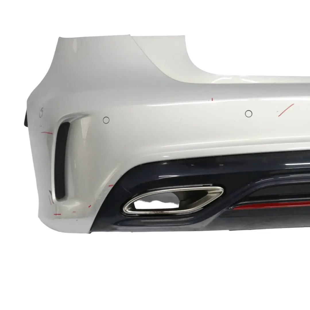 Bumper Rear Trim Panel Cover AMG Polar Silver Metallic - 761 to Mercedes W176 with Part number A1768800001 Mercedes W176 Bumper Rear Trim Panel Cover AMG Polar Silver Metallic - 761 - SKU A1768800001-PLS - Part number A1768800001