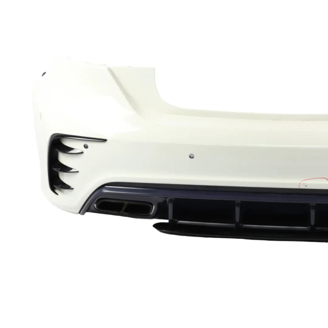 Bumper Rear Trim Panel AMG Bumper Covering Calcite White - 650 to Mercedes W176 with Part number A1768800201 Mercedes W176 Bumper Rear Trim Panel AMG Bumper Covering Calcite White - 650 - SKU A1768800201-CW - Part number A1768800201