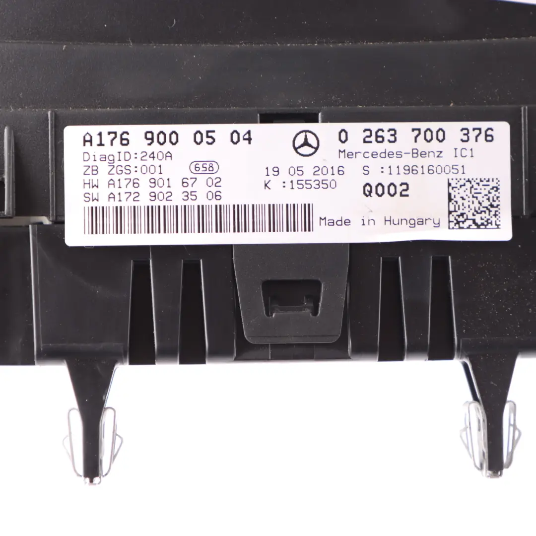 Mercedes W176 Speedometer Speedo Clock Cluster Instrument Manual - SKU RHD-A1769000504 - Part number A1769000504