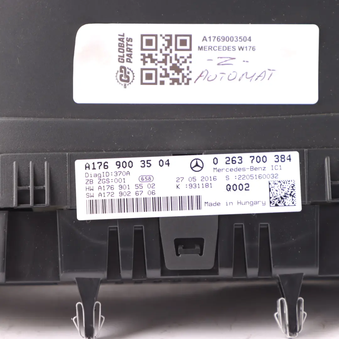 Speedometer Speedo Clock Cluster Instrument Automatic to Mercedes W176 with Part number A1769003504 Mercedes W176 Speedometer Speedo Clock Cluster Instrument Automatic - SKU A1769003504 - Part number A1769003504