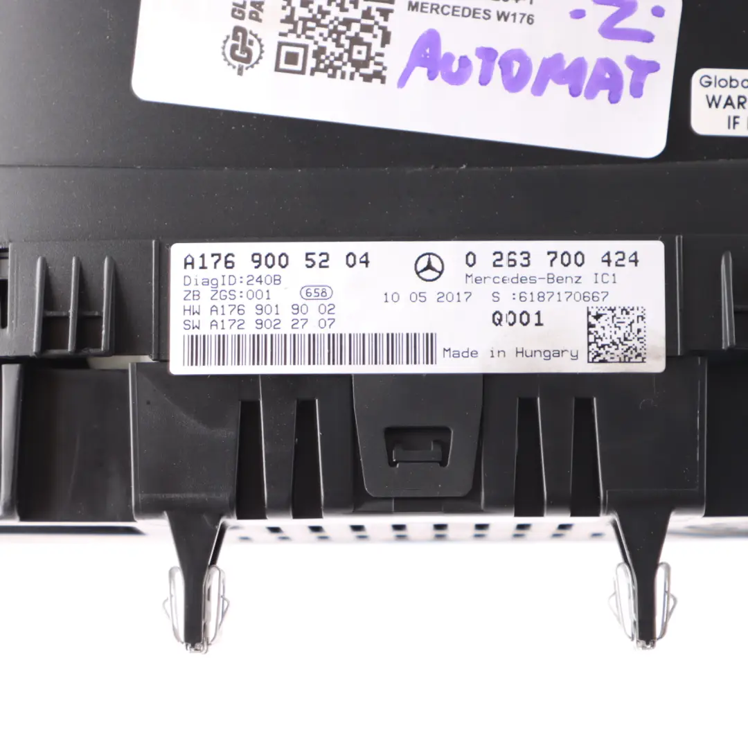 Speedometer Instrument Cluster MPH to Mercedes W176 Petrol Automatic with Part number A1769005204 Mercedes W176 Petrol Automatic Speedometer Instrument Cluster MPH - SKU A1769005204-1 - Part number A1769005204