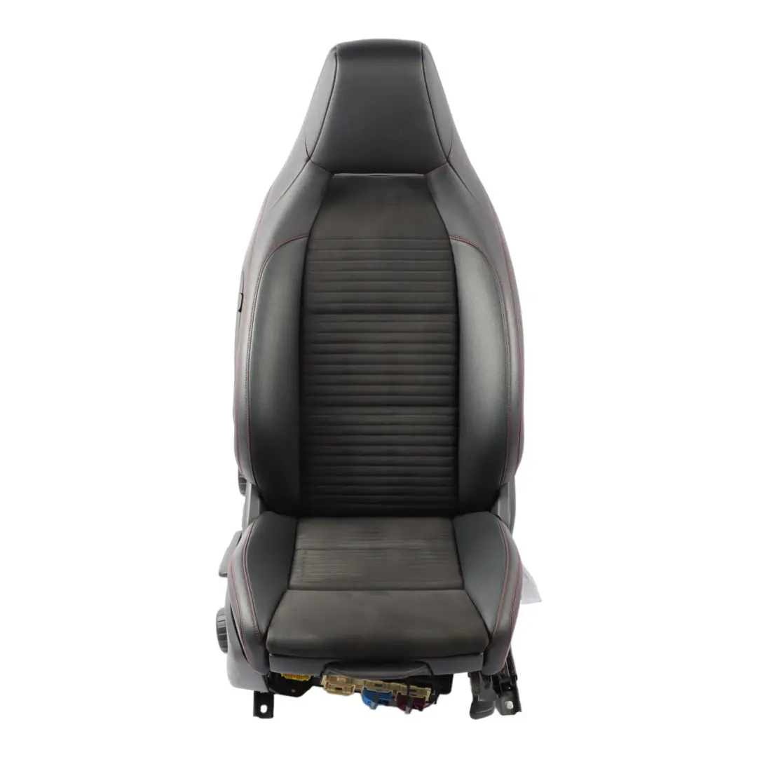 Front Seat Sport Right O/S Heated Fabric Leather Black Red Threads to Mercedes W176 with Part number A1769106407 Mercedes W176 Front Seat Sport Right O/S Heated Fabric Leather Black Red Threads - SKU A1769106407-3 - Part number A1769106407