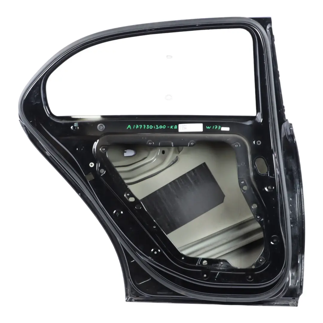 Door Rear Left N/S A-Class Kosmos Cosmic Black Metallic - 191 to Mercedes W177 with Part number A1777301300 Mercedes W177 Door Rear Left N/S A-Class Kosmos Cosmic Black Metallic - 191 - SKU A1777301300-KB - Part number A1777301300