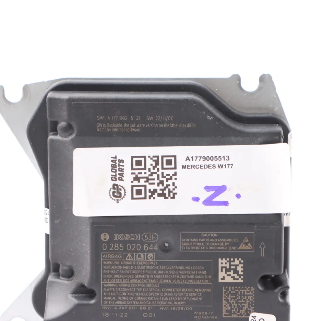 Airbag Module Mercedes C118 W177 W247 Front Air Bag Control Unit ECU to with Part number A1779005513 Airbag Module Mercedes C118 W177 W247 Front Air Bag Control Unit ECU - SKU A1779005513 - Part number A1779005513