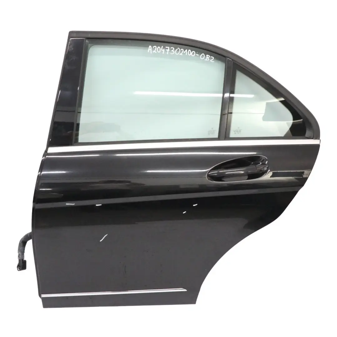 Mercedes W204 Door Rear Left N/S Covering Obsidian Black Metallic - 197 - SKU A2047302100-OB2 - Part number A2047302100