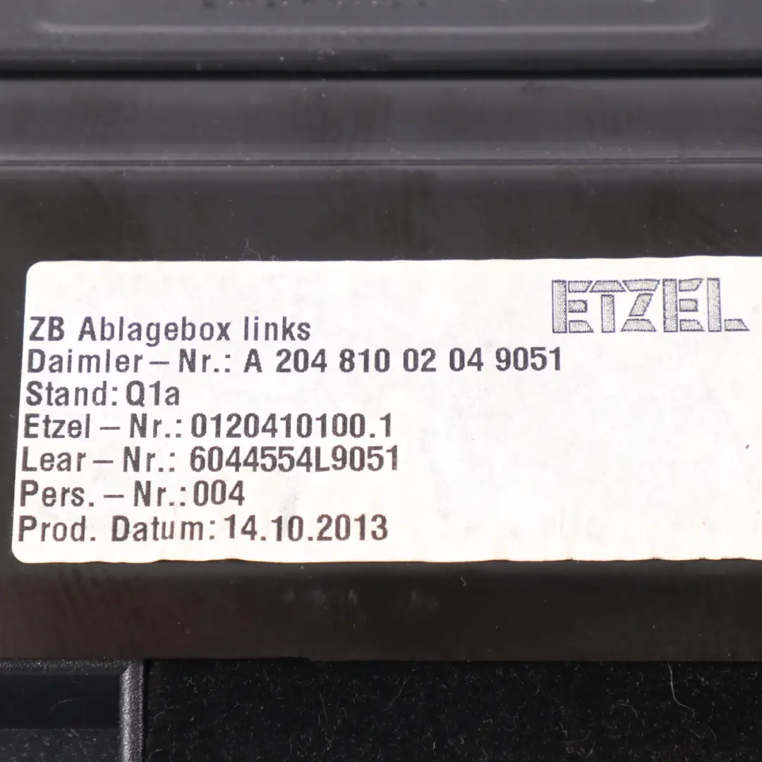 Storage Box Under Tray Left N/S Compartment to Mercedes W204 Seat with Part number A2048100204 Mercedes W204 Seat Storage Box Under Tray Left N/S Compartment - SKU A2048100204-1 - Part number A2048100204