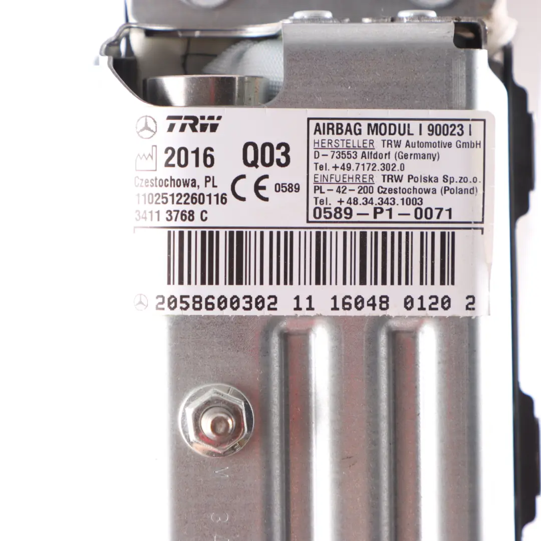 Mercedes W205 Dashboard Front Right O/S Driver Knee Air Module - SKU rhd-A2058600302 - Part number A2058600302