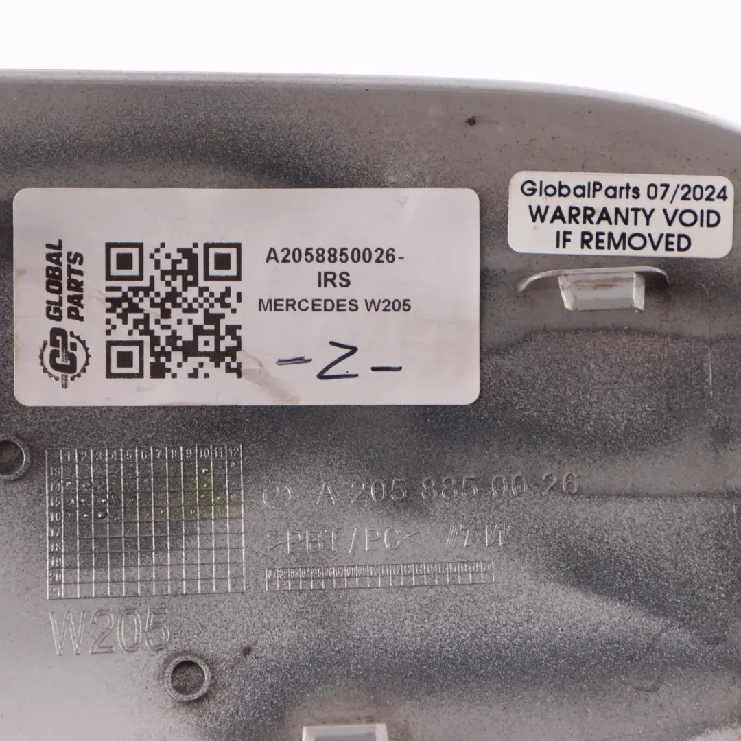Bumper Charge Socket Cover Trim Flap Cap Iridium Silver - 775 to Mercedes W205 Rear with Part number A2058850026 Mercedes W205 Rear Bumper Charge Socket Cover Trim Flap Cap Iridium Silver - 775 - SKU A2058850026-IRS - Part number A2058850026