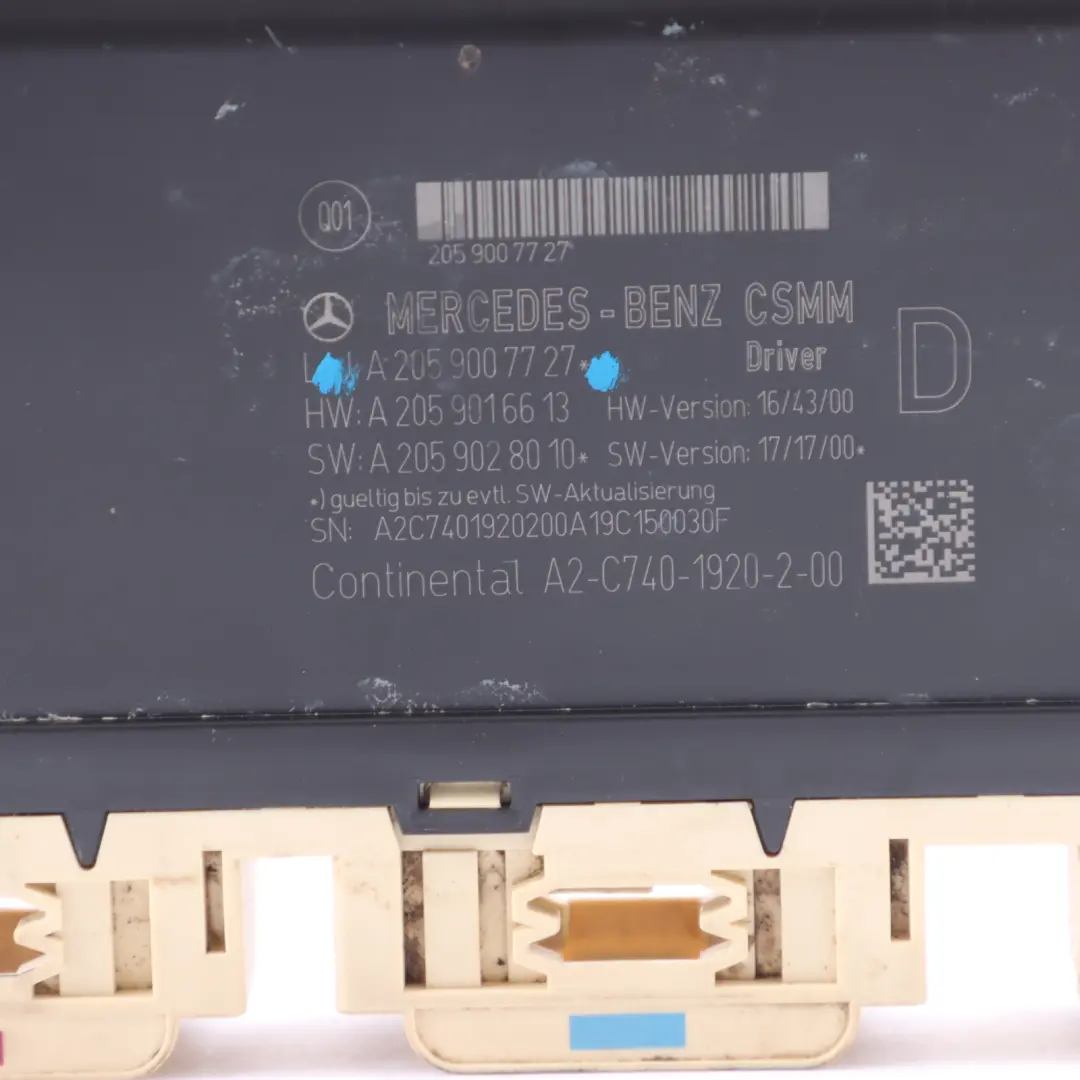 Seat Module Mercedes W205 W253 Memory Control Unit Driver's Side - SKU A2059007727 - Part number A2059007727