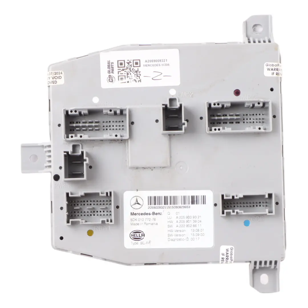 SAM Module Front Body Comfort Control Unit ECU to Mercedes W205 with Part number A2059009321 Mercedes W205 SAM Module Front Body Comfort Control Unit ECU - SKU A2059009321 - Part number A2059009321
