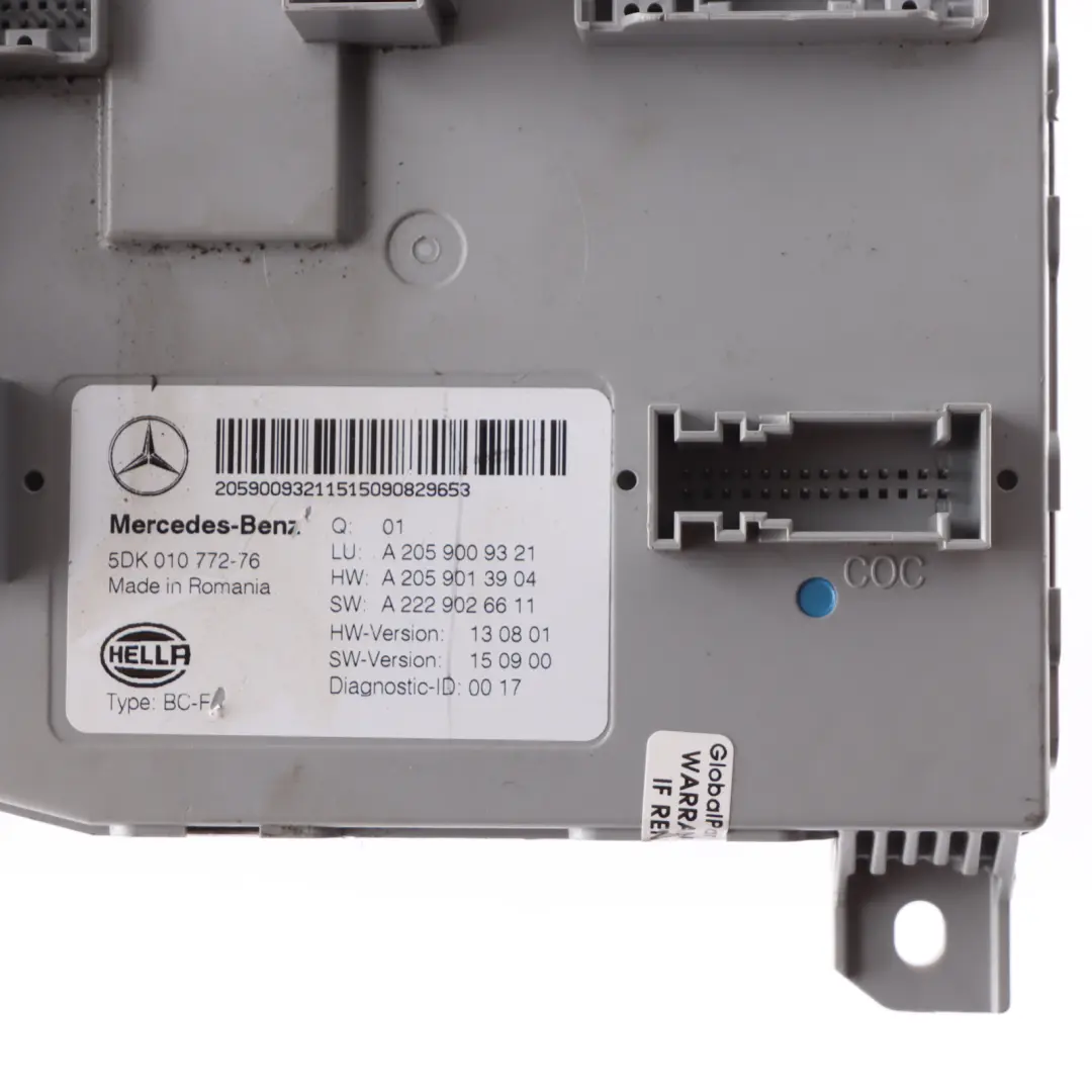 SAM Module Front Body Comfort Control Unit ECU to Mercedes W205 with Part number A2059009321 Mercedes W205 SAM Module Front Body Comfort Control Unit ECU - SKU A2059009321 - Part number A2059009321