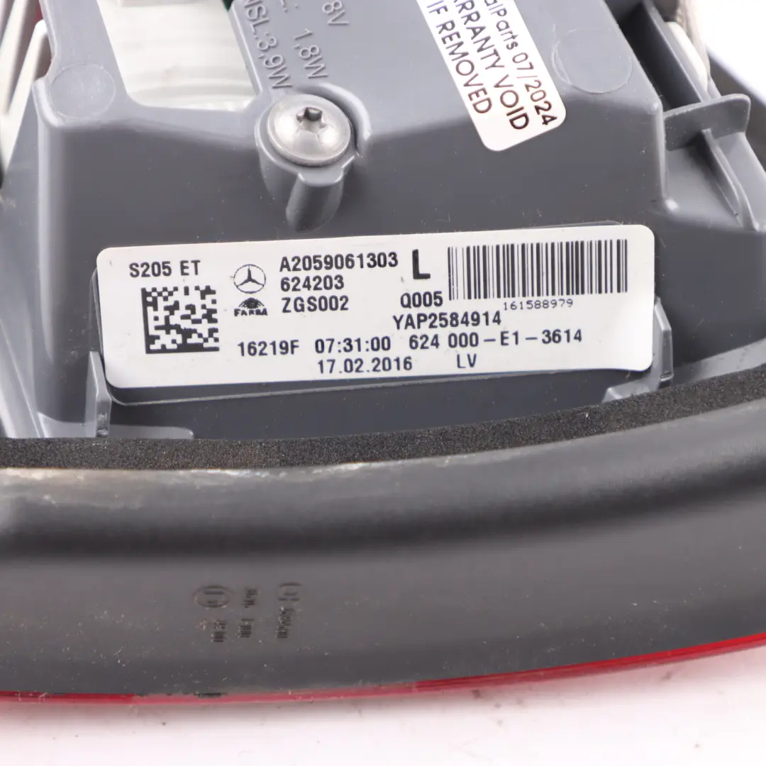 Mercedes S205 Rear Light In The Side Panel Left N/S Tail Lamp - SKU A2059061303 - Part number A2059061303