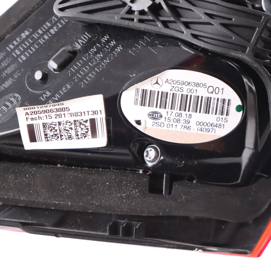 Lamp Trunk Boot Tailgate Inner Light Right O/S to Mercedes C205 Rear with Part number A2059063805 Mercedes C205 Rear Lamp Trunk Boot Tailgate Inner Light Right O/S - SKU A2059063805-2 - Part number A2059063805