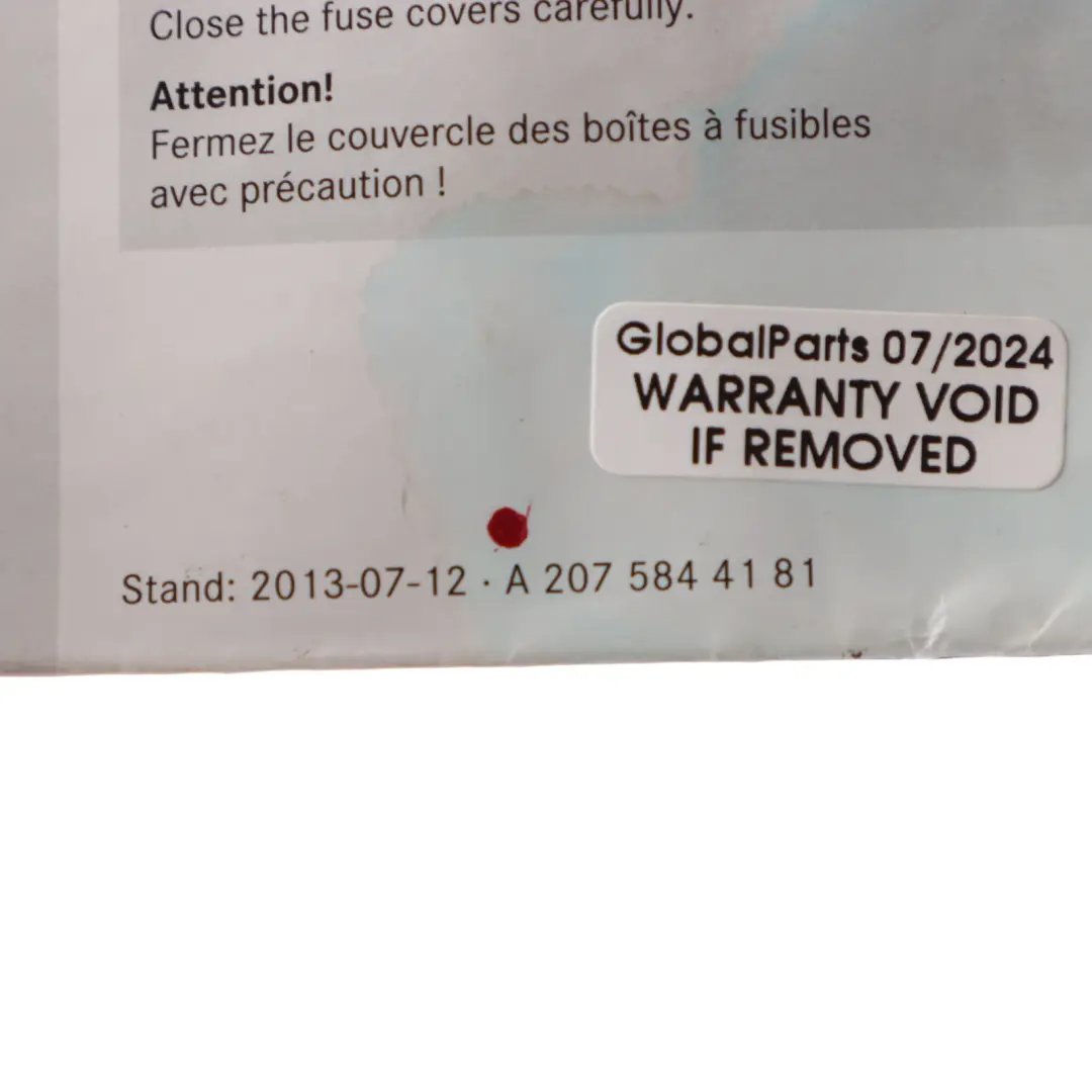 Mercedes C207 Fuse Box Grouping Fuse Placement Map Card Diagram - SKU A2075844181 - Part number A2075844181