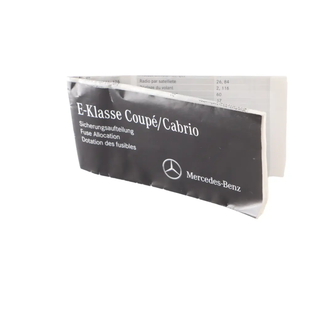 Mercedes C207 Fuse Box Grouping Fuse Placement Map Card Diagram - SKU A2075844181 - Part number A2075844181