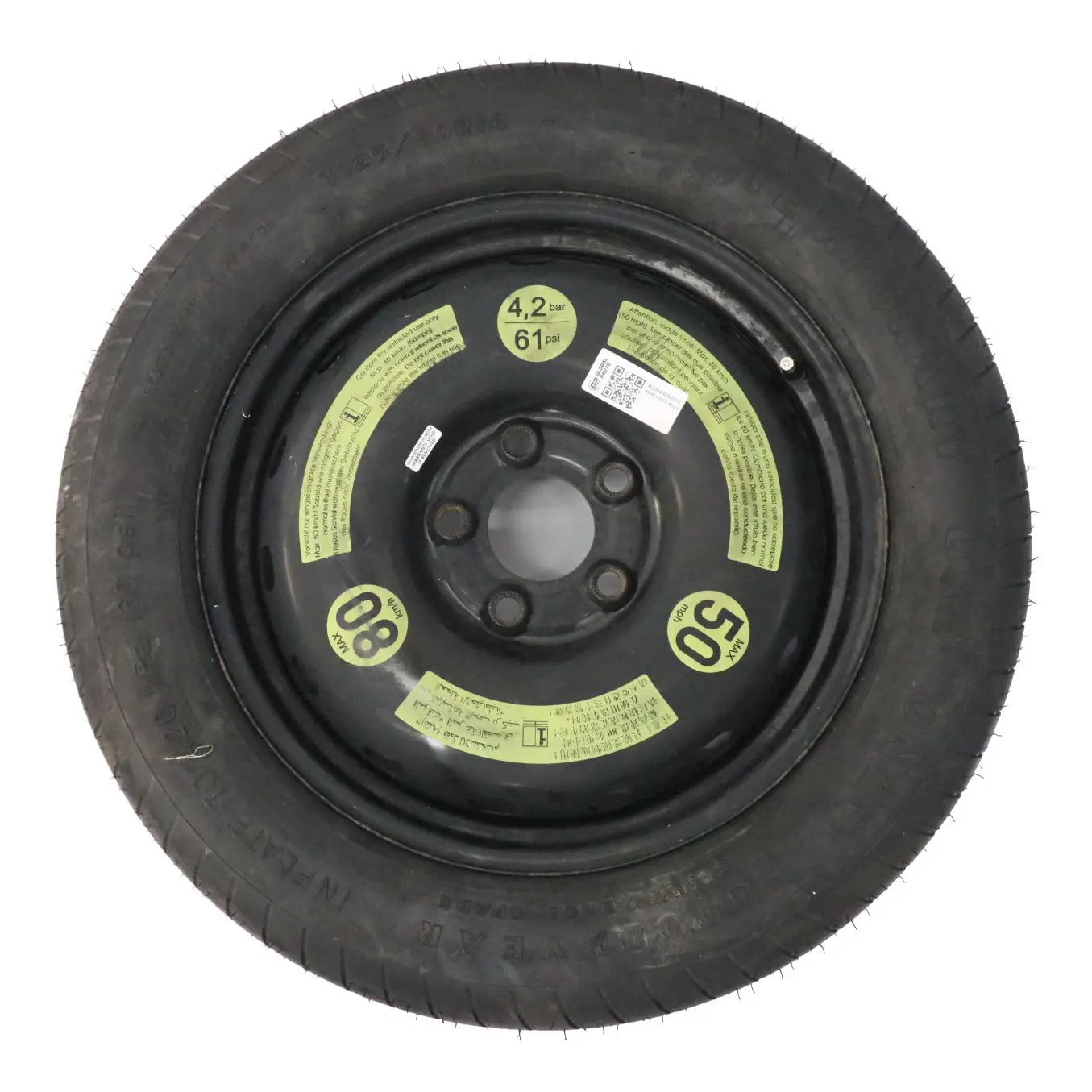 Roue secours Mercedes W203 C209 Roue Acier R16 Pneu Goodyear 125/90 A2094000402