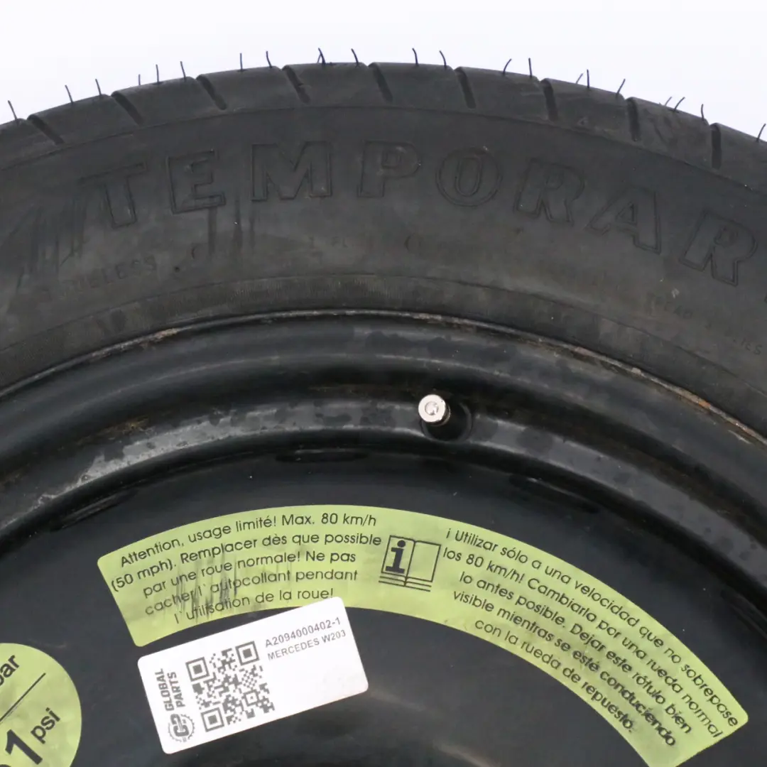 Spare Wheel Mercedes W203 C209 Wheel Steel R16 Tyre Goodyear 125/90 A2094000402  - SKU A2094000402-1 - Part number A1694000802
