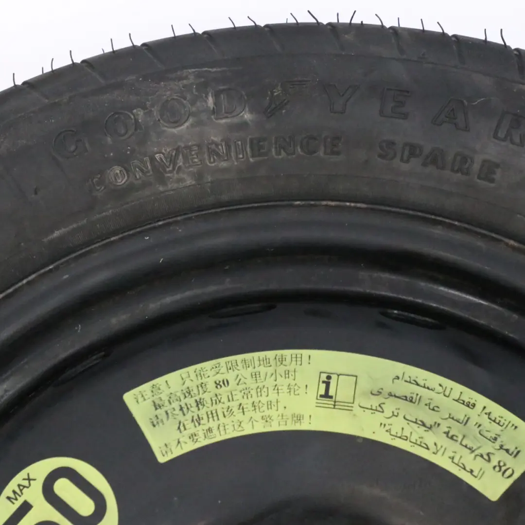 Roue secours Mercedes W203 C209 Roue Acier R16 Pneu Goodyear 125/90 A2094000402 pour à propos du numéro de pièce A1694000802 Roue secours Mercedes W203 C209 Roue Acier R16 Pneu Goodyear 125/90 A2094000402 - SKU A2094000402-1 - Numéro de pièce A1694000802