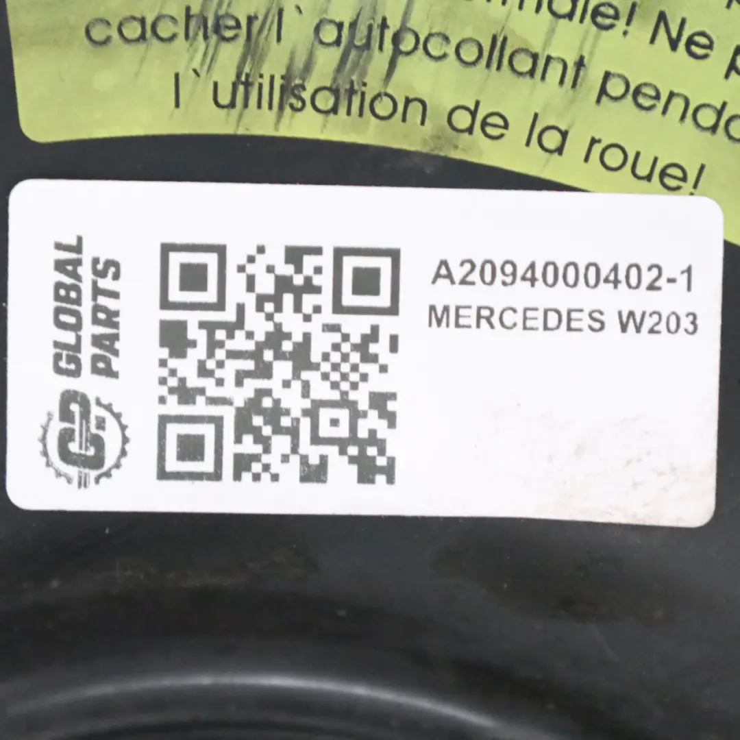 Spare Wheel Mercedes W203 C209 Wheel Steel R16 Tyre Goodyear 125/90 A2094000402  - SKU A2094000402-1 - Part number A1694000802