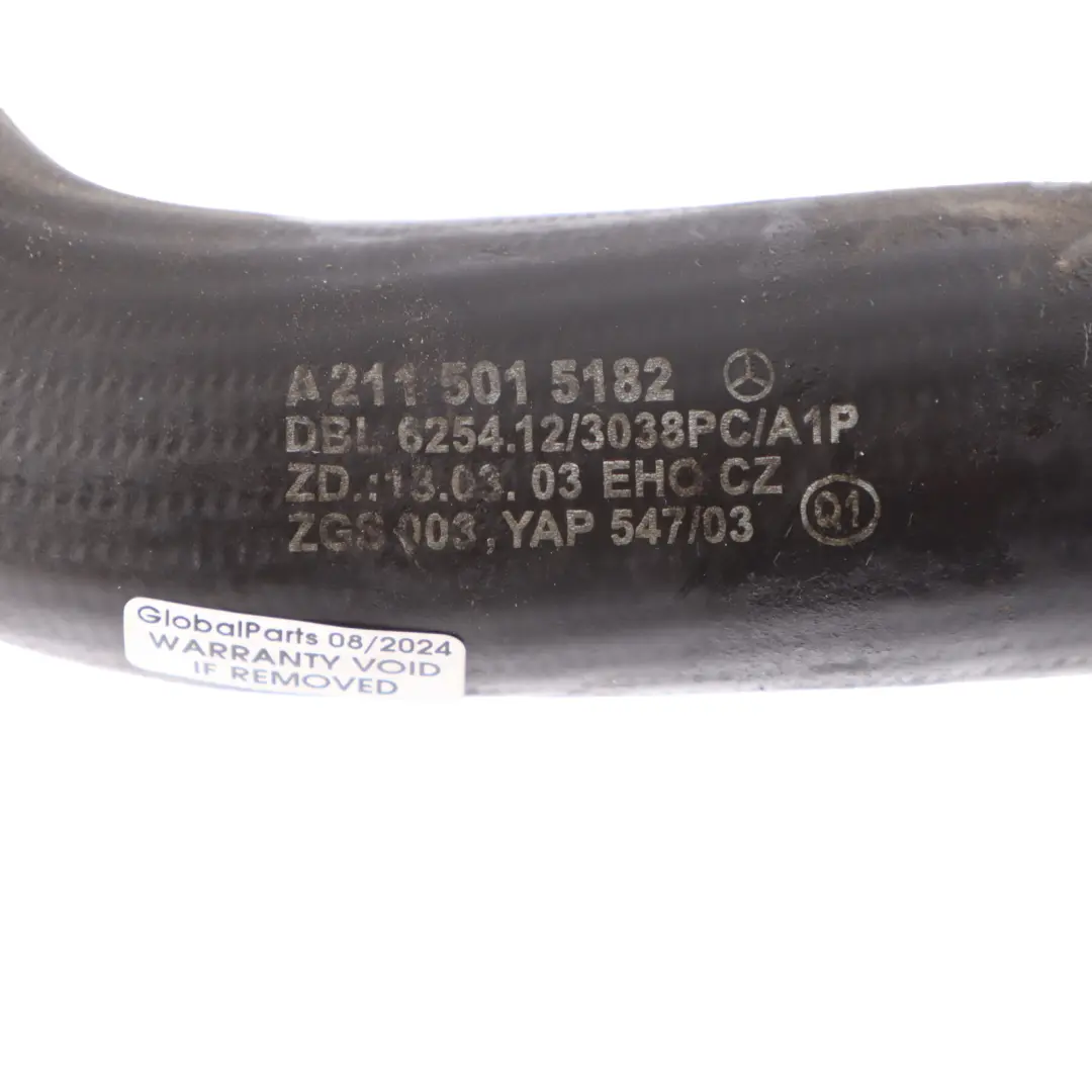 Radiator Expansion Tank Top Coolant Hose to Mercedes W211 C219 with Part number A2115015182 Mercedes W211 C219 Radiator Expansion Tank Top Coolant Hose - SKU A2115015182 - Part number A2115015182