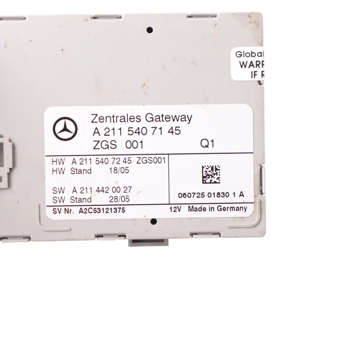 Gateway Module Mercedes W211 W219 Control Unit Module ECU to with Part number A2115407145 Gateway Module Mercedes W211 W219 Control Unit Module ECU - SKU A2115407145 - Part number A2115407145
