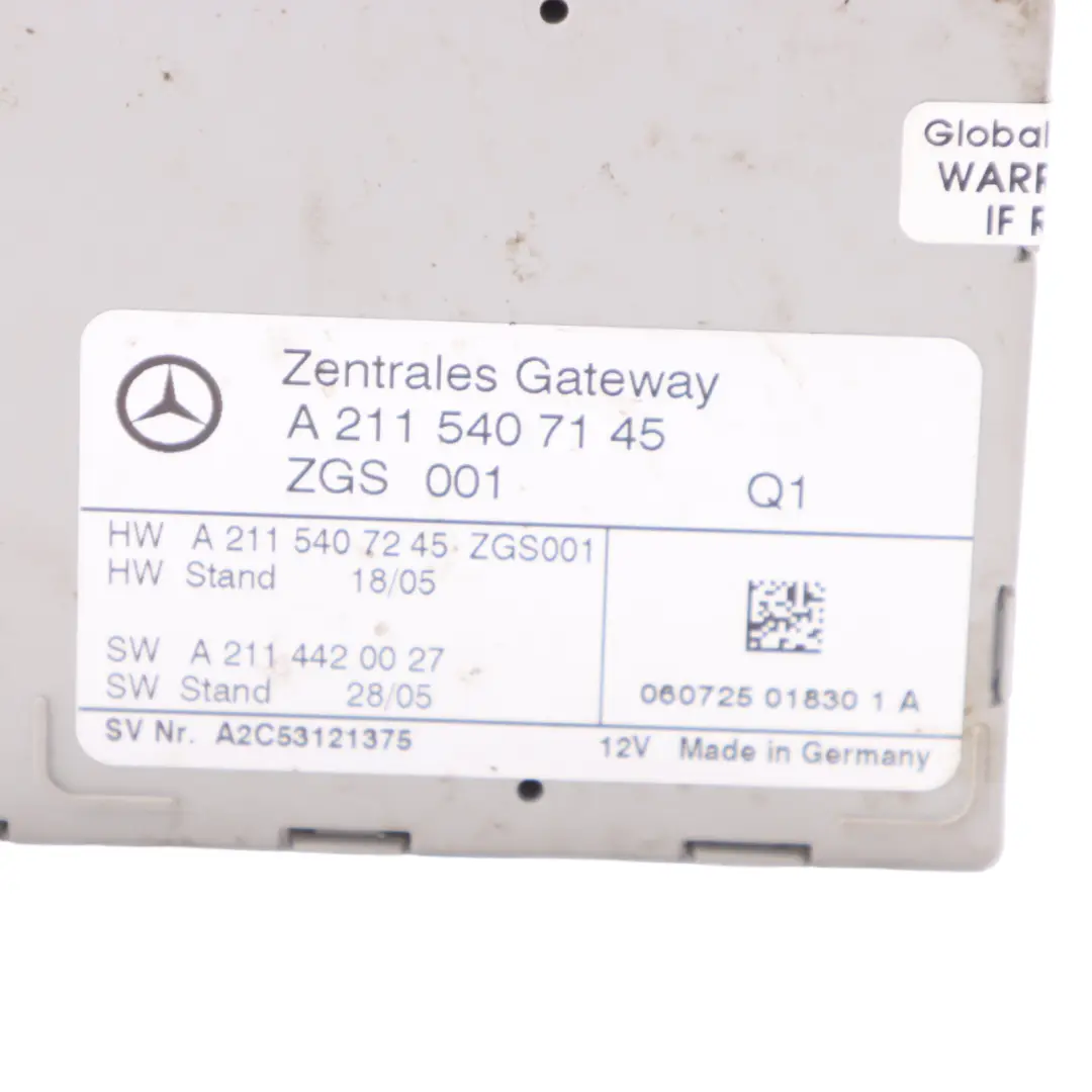 Gateway Module Mercedes W211 W219 Control Unit Module ECU to with Part number A2115407145 Gateway Module Mercedes W211 W219 Control Unit Module ECU - SKU A2115407145 - Part number A2115407145