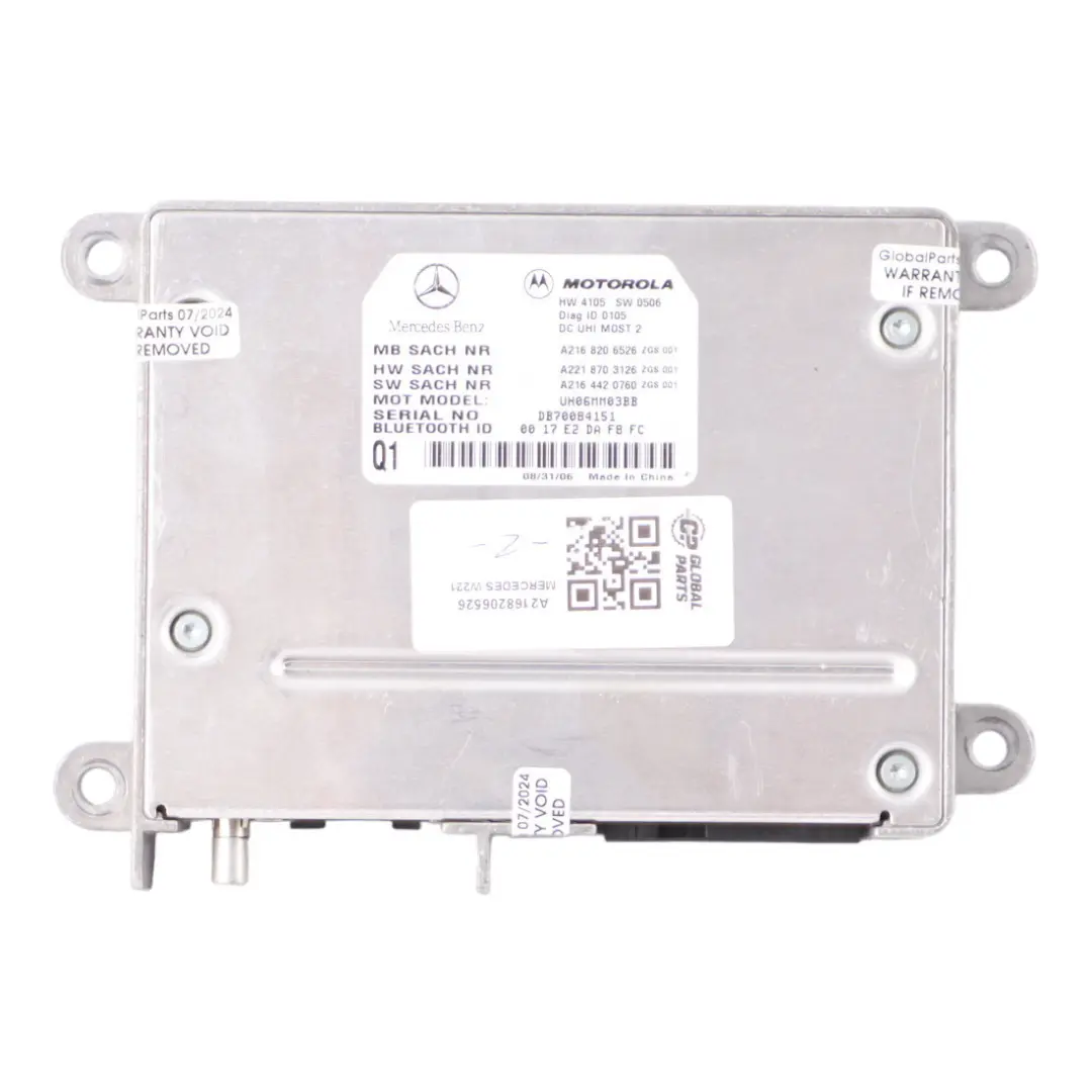 Module Bluetooth Unité contrôle multimédia ECU pour Mercedes W221 à propos du numéro de pièce A2168206526 Mercedes W221 Module Bluetooth Unité contrôle multimédia ECU - SKU A2168206526 - Numéro de pièce A2168206526