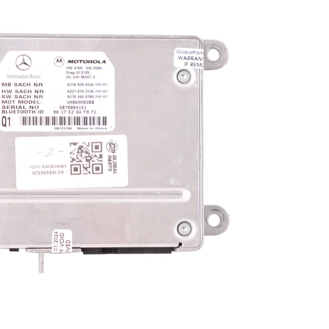 Mercedes W221 Sterownik Moduł Bluetooth - SKU A2168206526 - Numer Części A2168206526