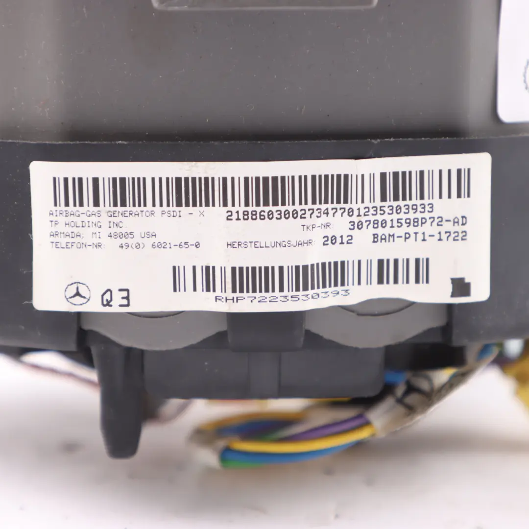 Mercedes W212 Steering Wheel Air Module Driver's Side Black - SKU A2188603002-1 - Part number A2188603002